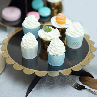 Elegant and Versatile Black/Gold Cardboard Cupcake Dessert Cake Stand Holder