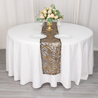 Enhance Your Event Decor with the Black Gold Sequins Table Runner