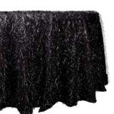 120inch Metallic Black Premium Tinsel Shag Round Tablecloth, Shimmery Metallic Fringe