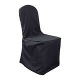 Black Polyester Banquet Chair Cover, Reusable Stain Resistant Slip On Chair Cover#whtbkgd