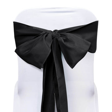 5 Pack 6"x108" Black Polyester Chair Sashes