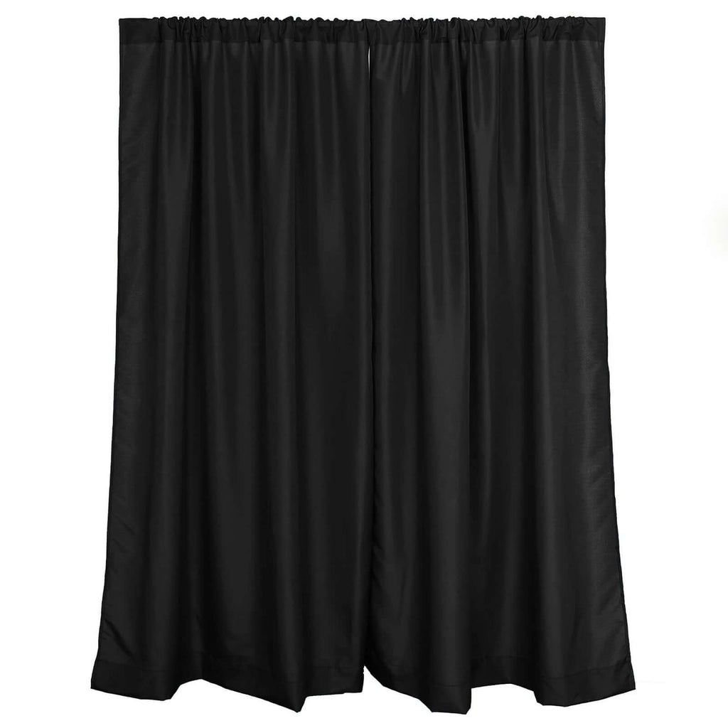 2 Black Polyester Curtains 10ftx8ft