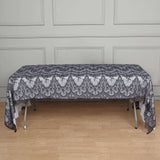 Black Premium Lace Fabric Rectangle Tablecloth, Vintage Classic Rustic Decor Scalloped Frill Edges