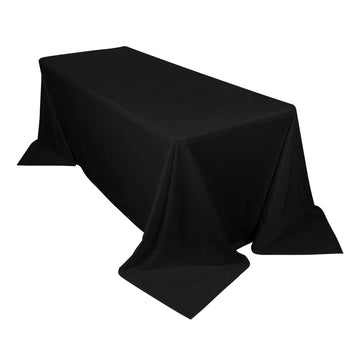 90"x132" Black Premium Scuba Wrinkle Free Rectangular Tablecloth, Seamless Scuba Polyester Tablecloth for 6 Foot Table With Floor-Length Drop