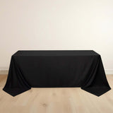 90x132inch Black Premium Scuba Rectangular Tablecloth, Wrinkle Free Polyester Seamless