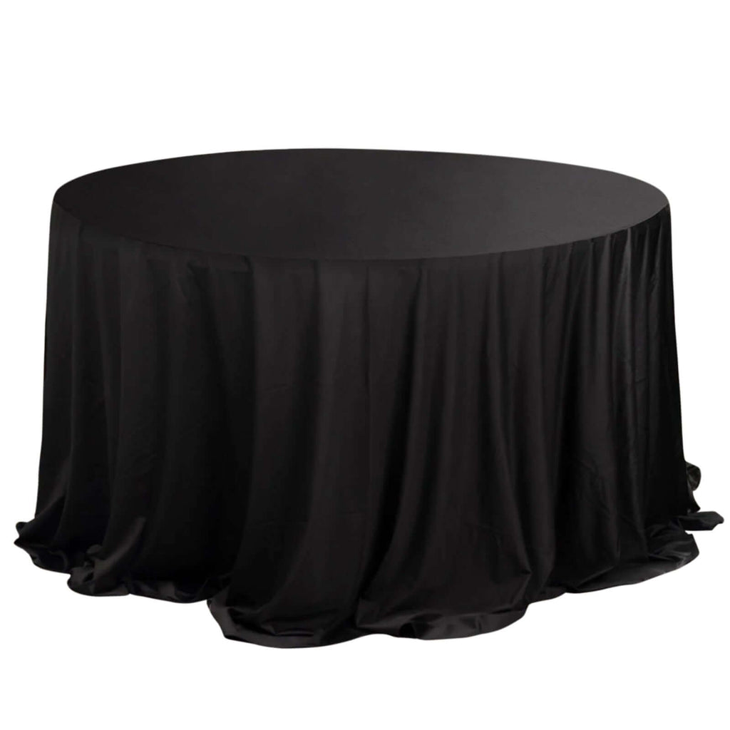 132 In Black Premium Scuba Wrinkle Free Round Tablecloth Seamless