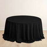 132inch Black Premium Scuba Round Tablecloth, Wrinkle Free Polyester Seamless Tablecloth