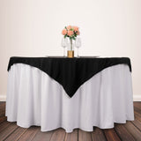 54inch Black Premium Scuba Wrinkle Free Square Table Overlay, Seamless Scuba Polyester Table Topper