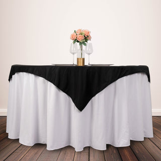 Elevate Your Table Setting with the Black Premium Scuba Wrinkle Free Square Table Overlay