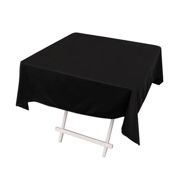 54" Black Premium Scuba Wrinkle Free Square Tablecloth, Seamless Scuba Polyester Tablecloth
