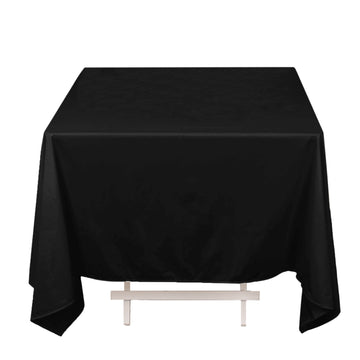 70" Black Premium Scuba Wrinkle Free Square Tablecloth, Seamless Scuba Polyester Tablecloth