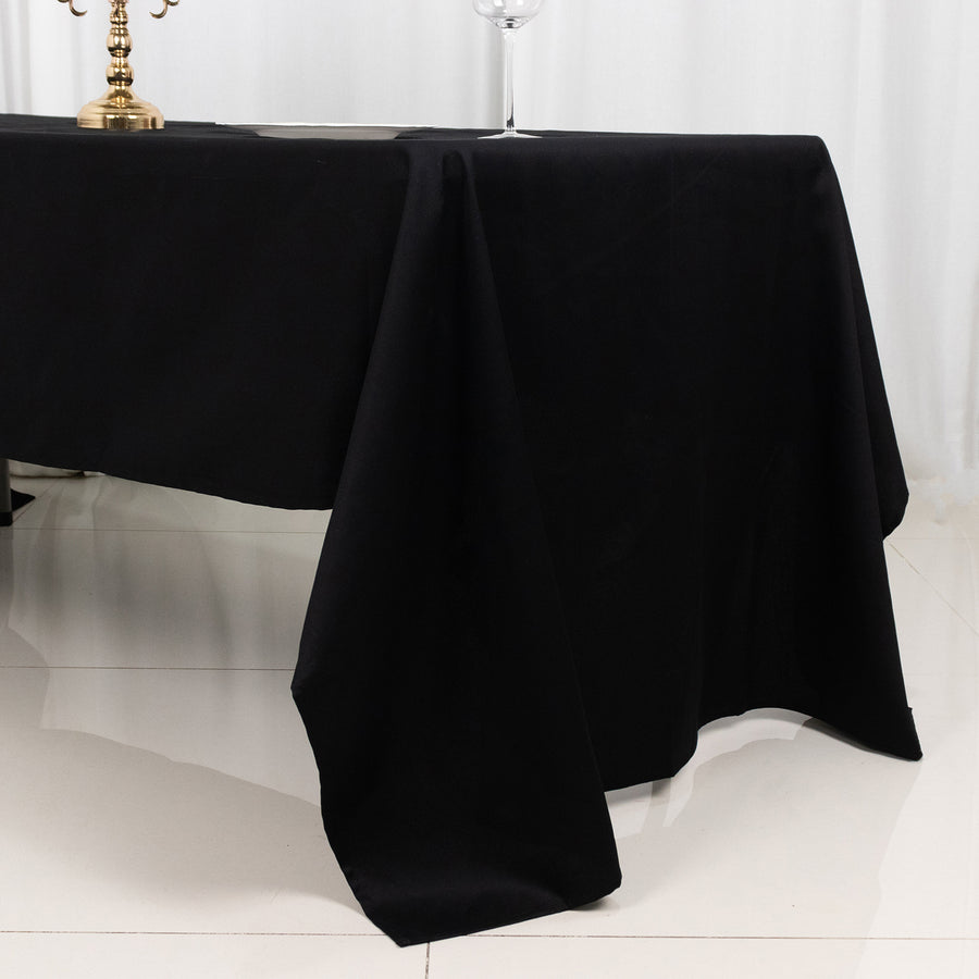 60inch x 126inch Black Rectangle 100% Cotton Linen Seamless Tablecloth