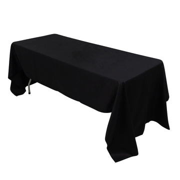 60"x126" Black Rectangle 100% Cotton Linen Seamless Tablecloth