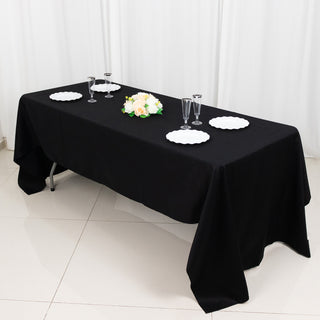 Experience Luxury and Versatility with the 60"x126" Black Rectangle 100% Cotton Linen Seamless Tablecloth