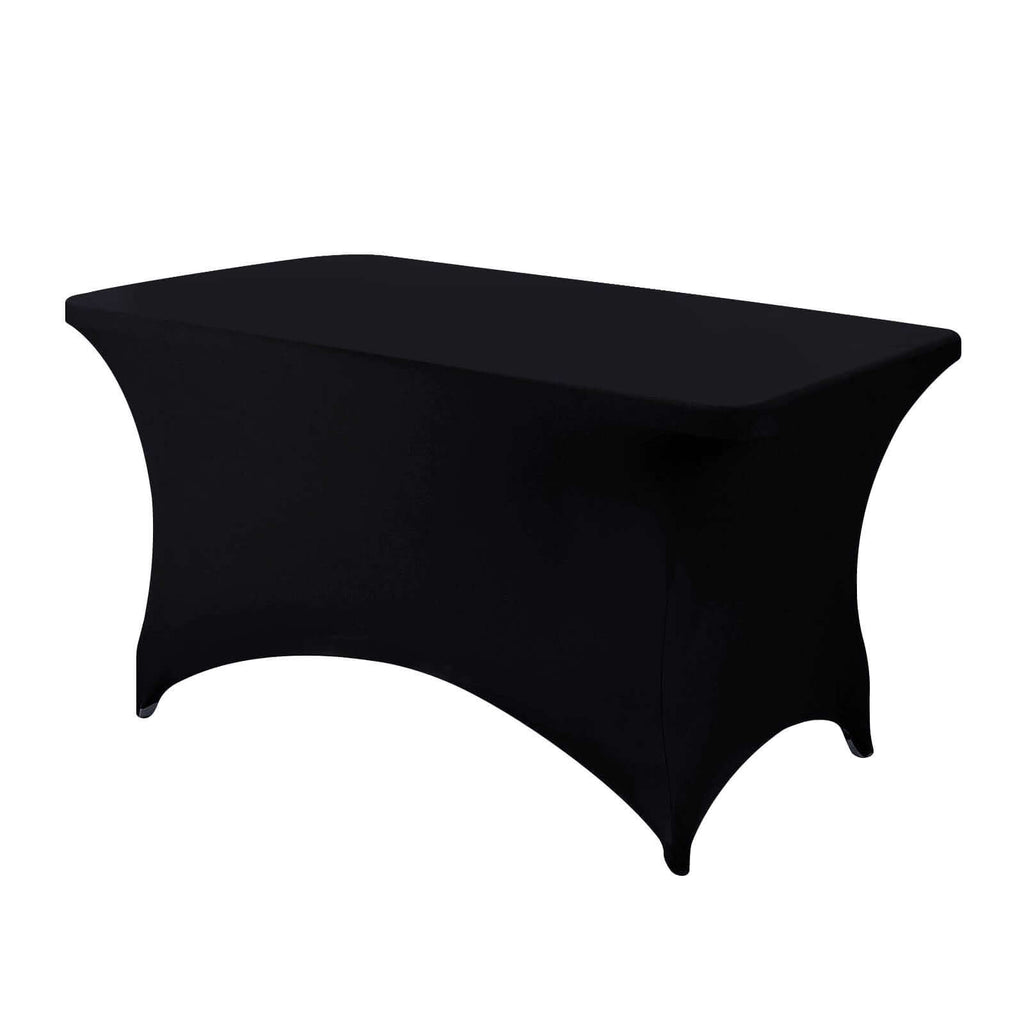 4FT Black Rectangular Stretch Spandex Tablecloth