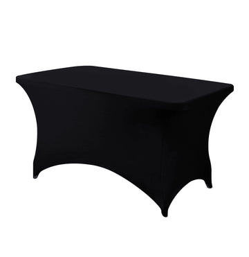 4ft Black Rectangular Stretch Spandex Tablecloth