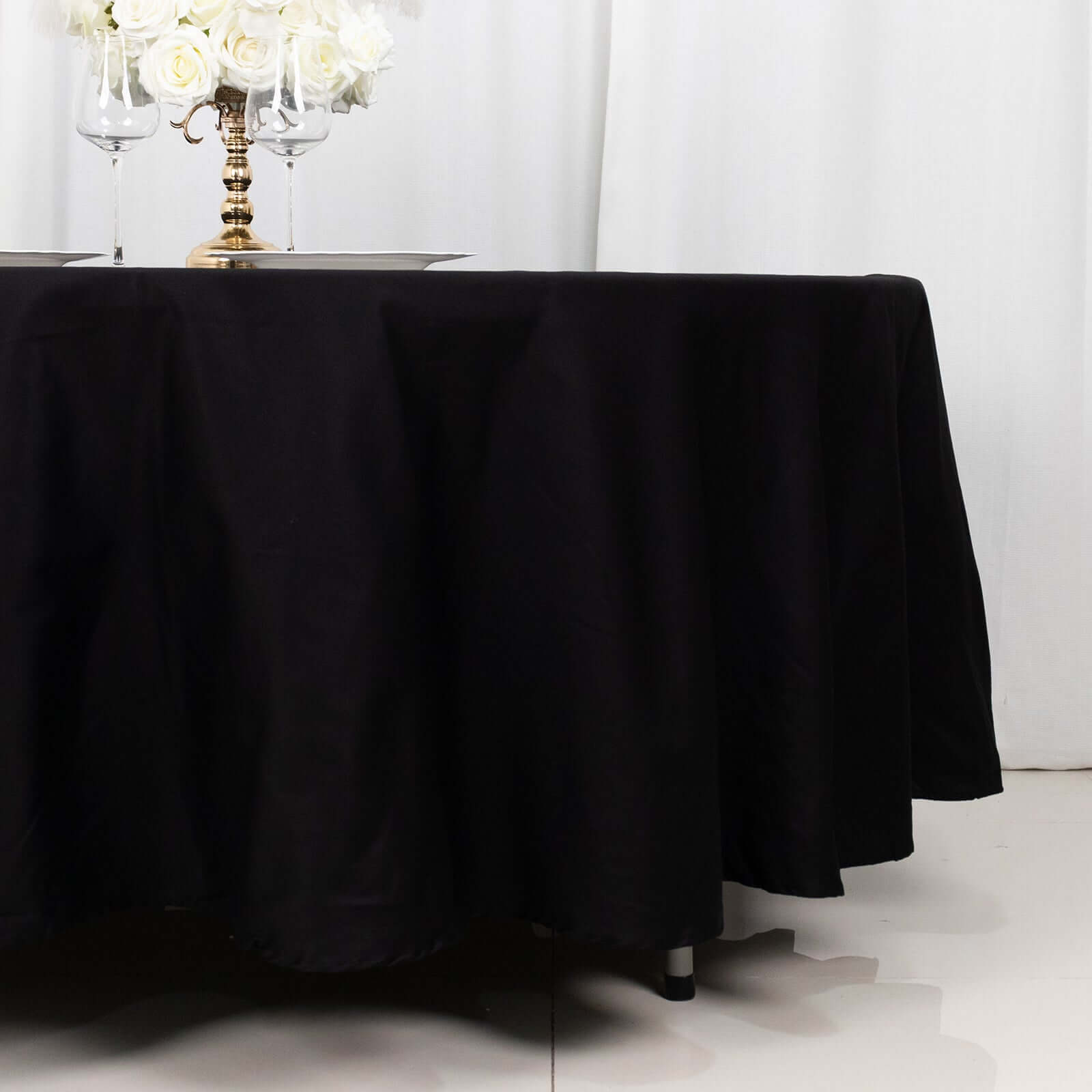 108 Black Round Seamless Cotton Tablecloth   Black Round Cotton Linen Seamless Tablecloth 6 