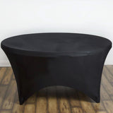 Black Stretch Spandex Fitted Round Tablecloth 60 in for 5 Foot Tables