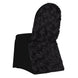 Black Satin Rosette Spandex Stretch Banquet Chair Cover, Fitted Chair Cover
