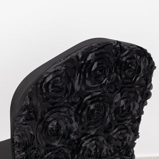 Add Glamour and Elegance with the Black Satin Rosette Spandex Stretch Banquet Chair Cover