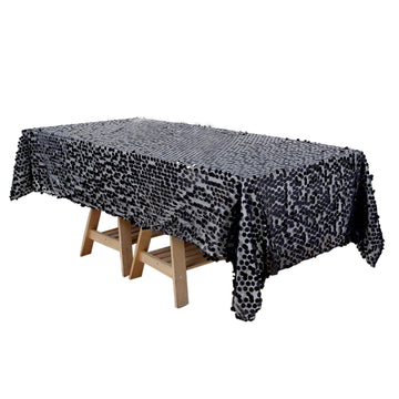60"x102" Black Seamless Big Payette Sequin Rectangle Tablecloth