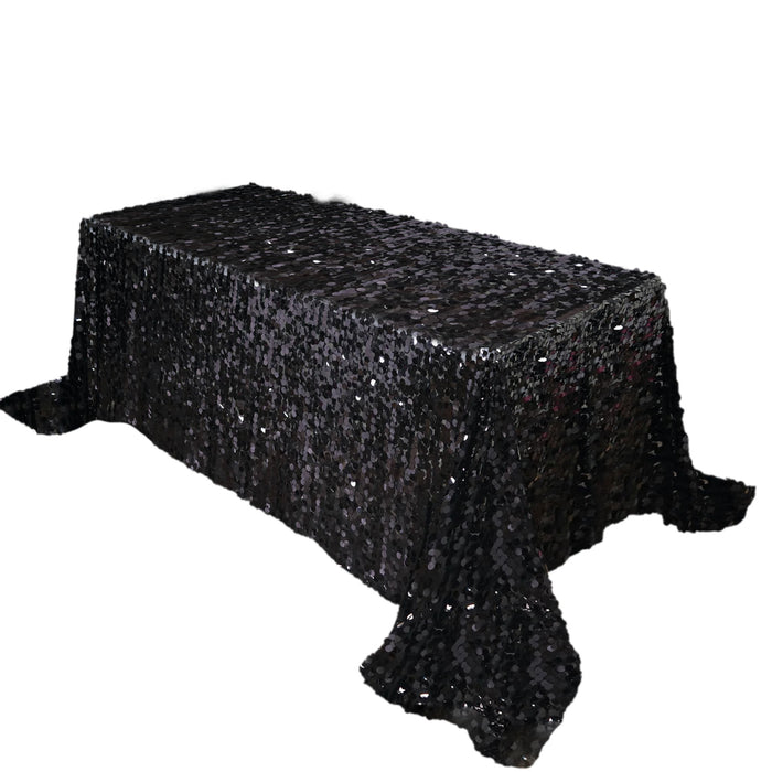 90X132 Black Big Payette Sequin Rectangle Tablecloth