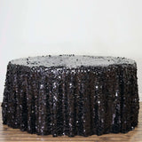 120" Big Payette Black Sequin Round Tablecloth Premium Collection