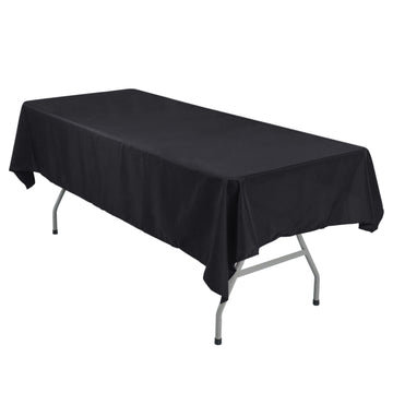 54"x96" Black Seamless Polyester Linen Rectangle Tablecloth