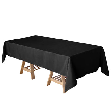 60"x102" Black Seamless Polyester Rectangular Tablecloth