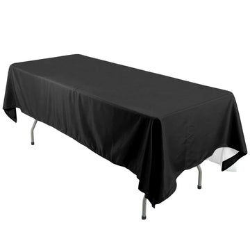 60"x126" Black Seamless Polyester Rectangular Tablecloth
