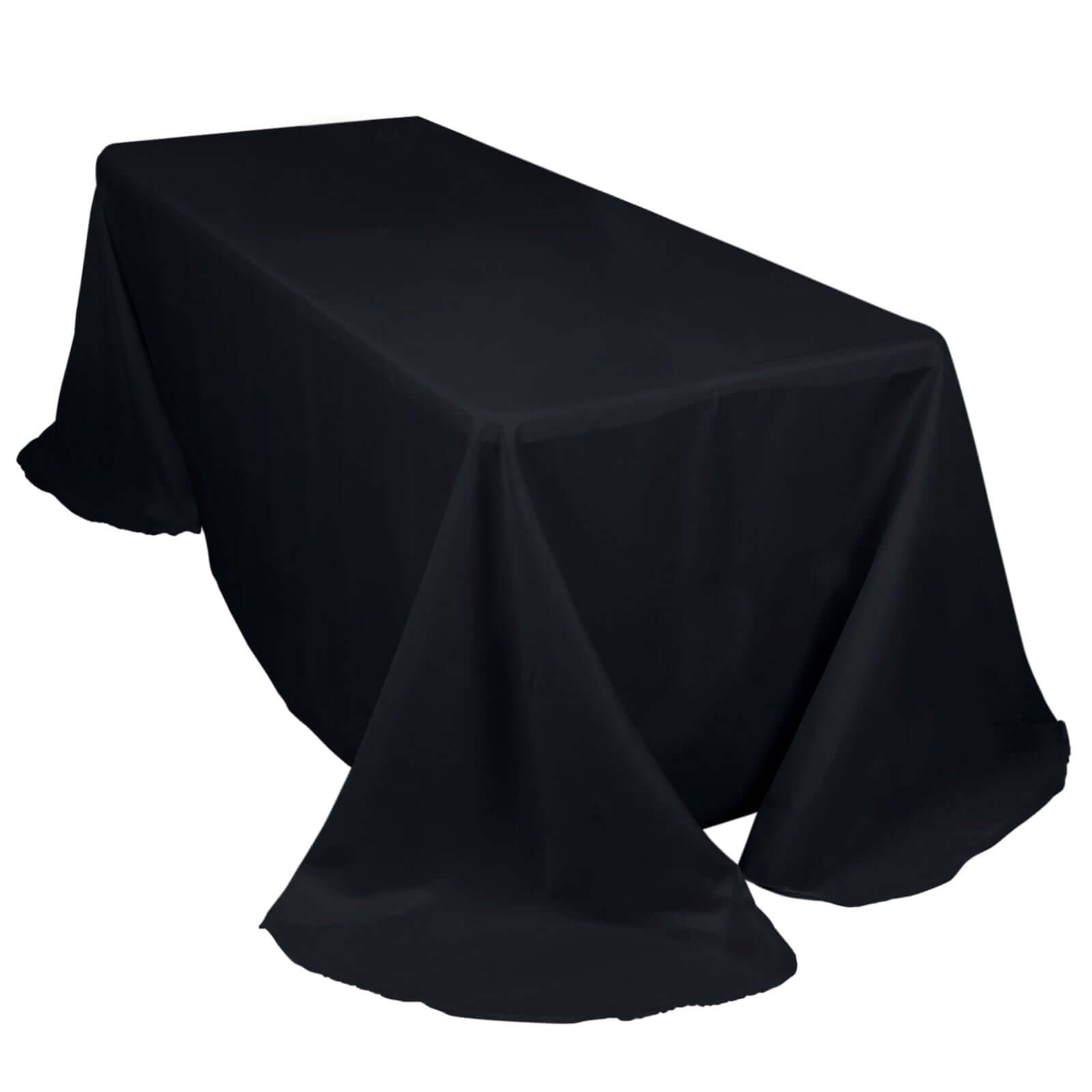 90"x132" Black Seamless Polyester Tablecloth