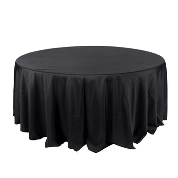 132" Black Seamless Polyester Round Tablecloth