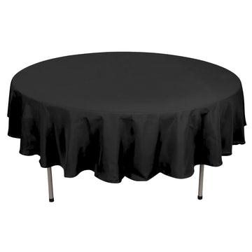 90" Black Seamless Polyester Round Tablecloth