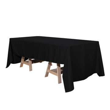 60"x126" Black Seamless Premium Polyester Rectangular Tablecloth - 220GSM