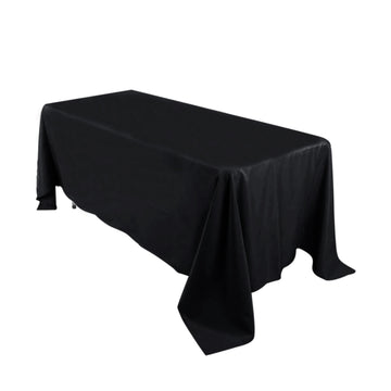 72"x120" Black Seamless Premium Polyester Rectangular Tablecloth - 220GSM