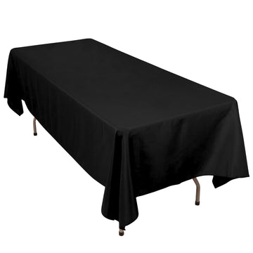 60"x102" Black Seamless Premium Polyester Rectangular Tablecloth - 220GSM