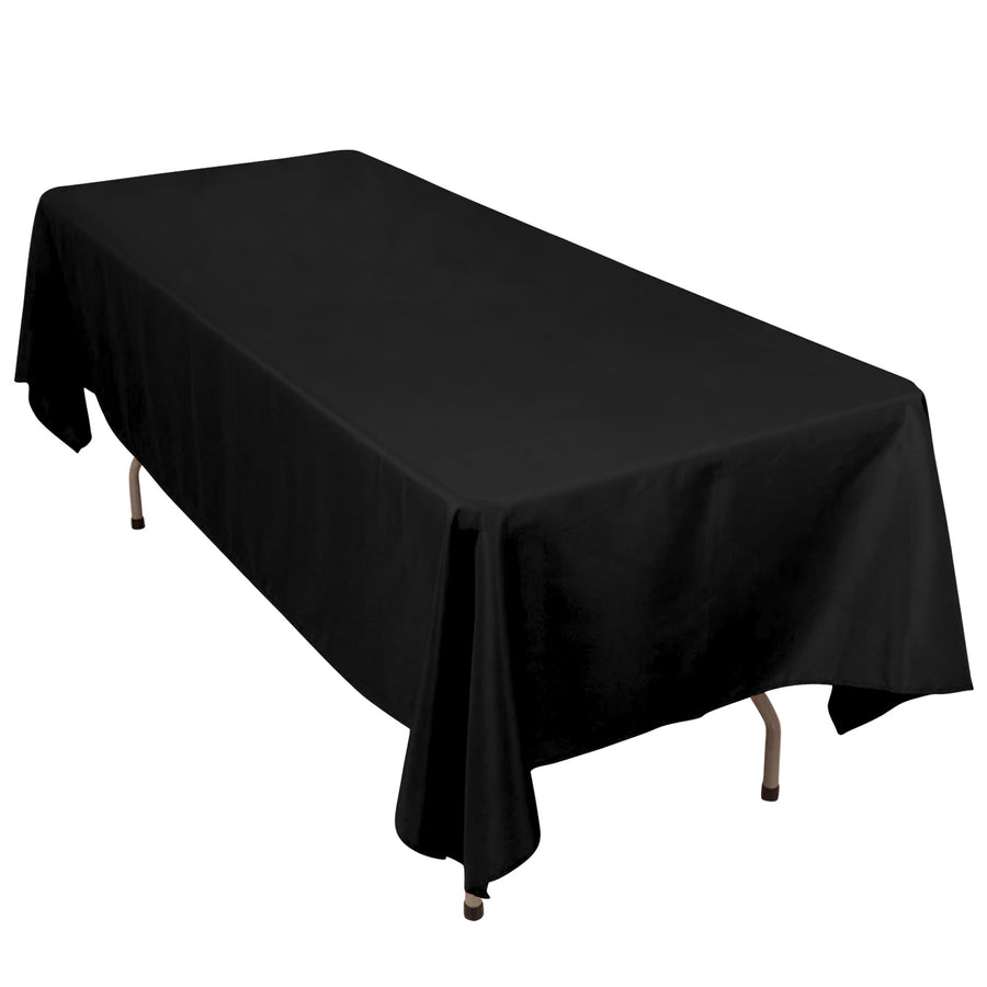 60x102inch Black 200 GSM Seamless Premium Polyester Rectangular Tablecloth