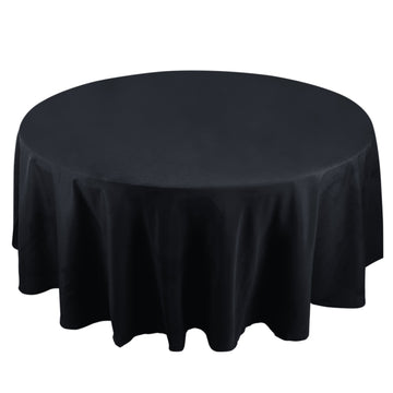 108" Black Seamless Premium Polyester Round Tablecloth - 220GSM