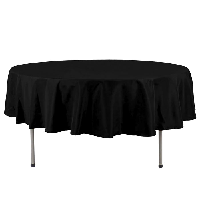 90inch Black 200 GSM Seamless Premium Polyester Round Tablecloth