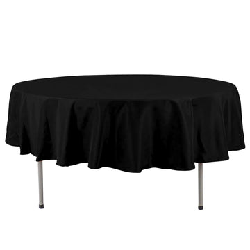 90" Black Seamless Premium Polyester Round Tablecloth - 220GSM