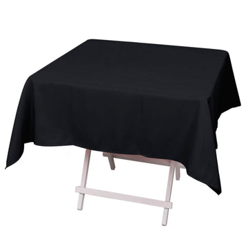54"x54" Black Seamless Premium Polyester Square Tablecloth - 220GSM