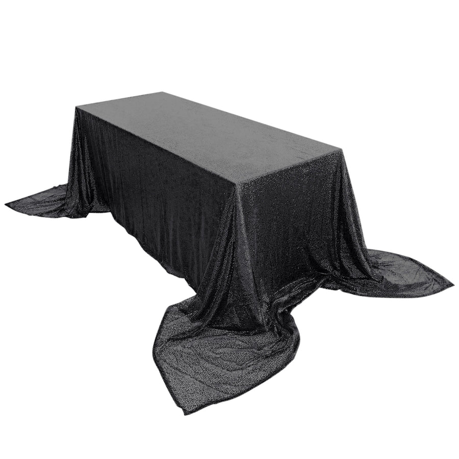 90x156" Black Premium Sequin Rectangle Tablecloth