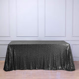 90 inch x132 inch Black Premium Sequin Rectangle Tablecloth