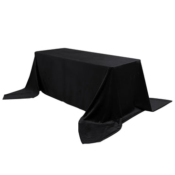 90"x156" Black Seamless Premium Velvet Rectangle Tablecloth, Reusable Linen