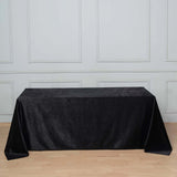 90x132inch Black Seamless Premium Velvet Rectangle Tablecloth, Reusable Linen