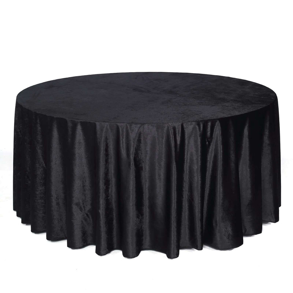 120" Black Premium Velvet Round Tablecloth