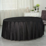 120" Black Seamless Premium Velvet Round Tablecloth, Reusable Linen for 5 Foot Table With Floor-Length Drop