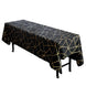 60x102 inch Black Polyester Rectangular Tablecloth With Gold Foil Geometric Pattern