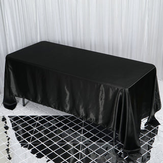 Black Seamless Satin Tablecloth for Elegant Event Decor