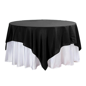 90"x90" Black Seamless Square Polyester Table Overlay